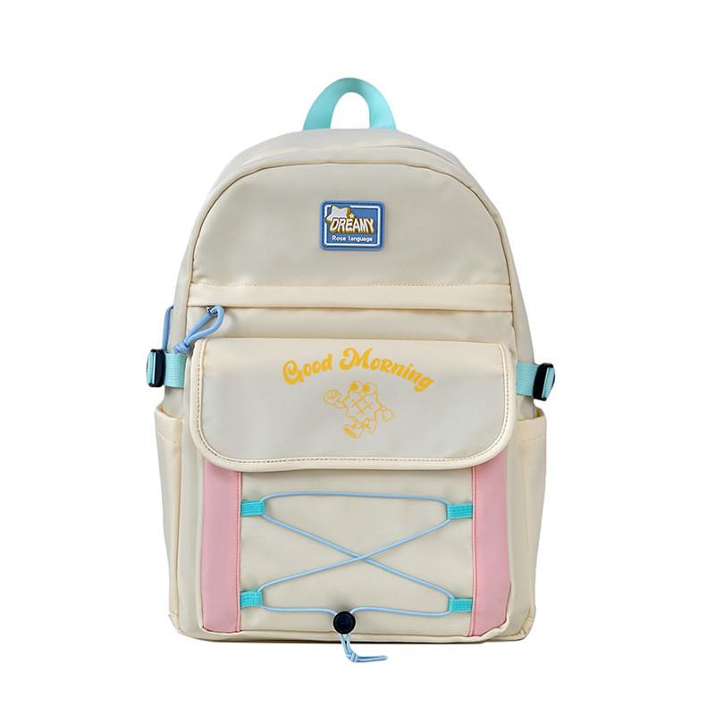 Morning Letter Good Print School Backpack With Breathable Design Schoolbag Gift