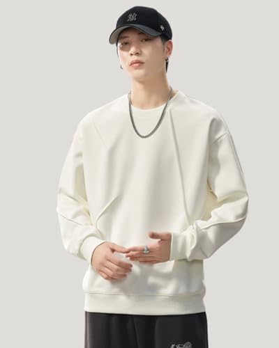 Men's Autumn/Winter Sweatshirt, Long Sleeve, Plus Size, Simple, Stylish, Round Collar, Popular, Solid Color, Pullover, Cool, Casual, Loose Fit, Comfor