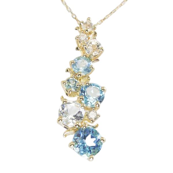 

Venus Jewelry 18K Gold Blue Topaz and White Topaz Necklace with Natural Gift for Women Diamonds,