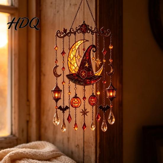 Modern Wind Chimes for Office Holiday Sun Catcher Chime Acrylic Festive Hanging Decor Christmas Elegant Halloween Day of The Dead Glowing