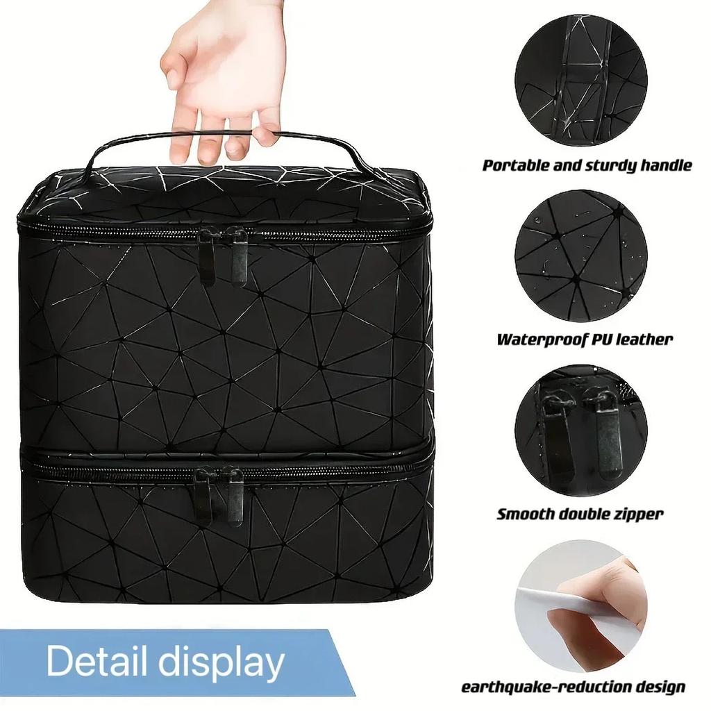 Large Capacity Double-layer Cosmetic Bag, Nail Polish Storage Bag, Orderly Storage, Necessary for Travel Storage
