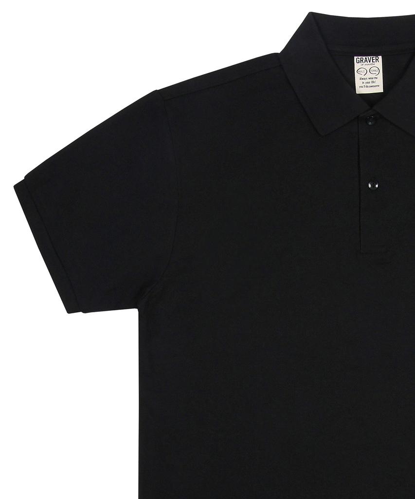 GRAVER [Unisex] Flower Bear Embroidered Pique Short Sleeve T-Shirt_Black