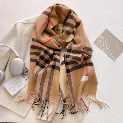 Nuova Moda Autunno Inverno Sciarpa in Cashmere con Design a Quadri Uomo Donna Scialle Caldo Addensato Fazzoletto Sciarpe Bufanda Nappa 2024