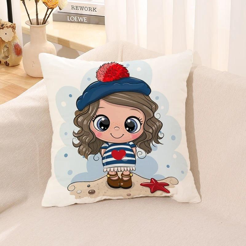 Süßes Mädchen Kleine Prinzessin Bedruckter Kissenbezug Kinderspiel Kinderzimmer Wohnzimmer Sofakissenbezug Heimdeko Geschenk