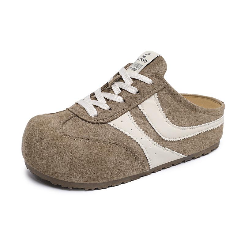 

Spring new Baotou retro half drag 22 casual slippers outer wear thick bottom 35 хаки