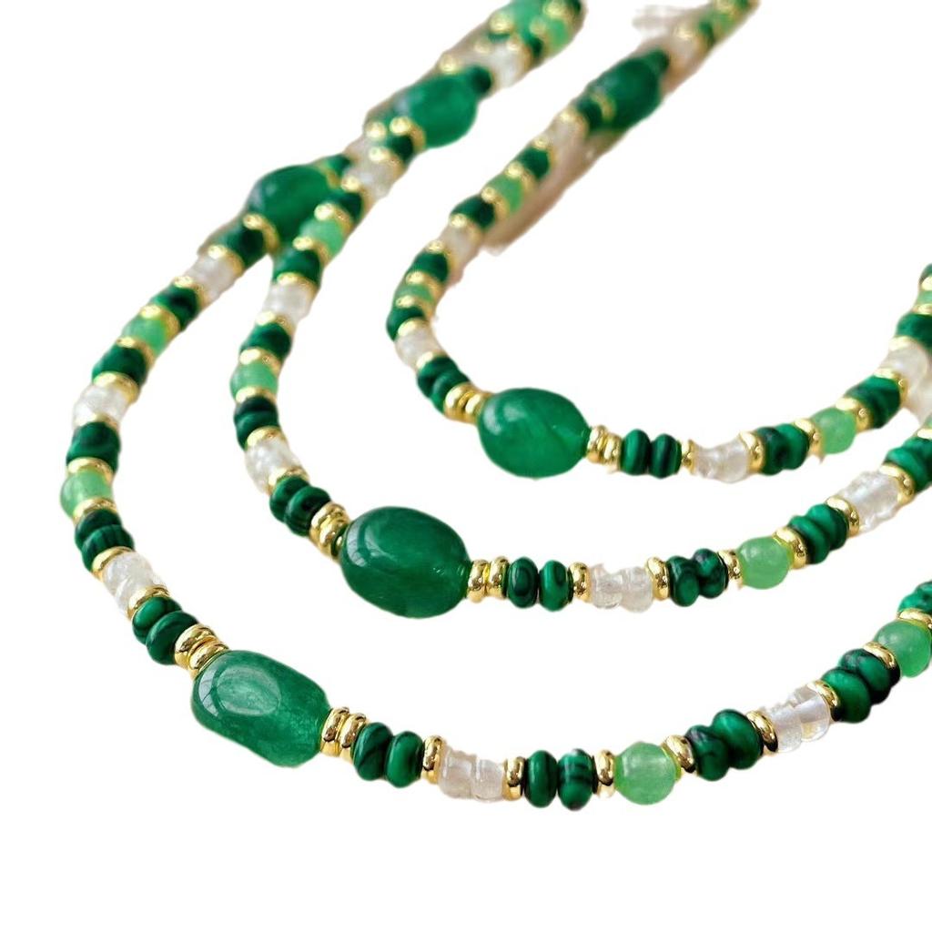 National Style Retro Natural White Crystal, Quartzite Contrasting Color High-End Sense Collarbone Chain Atmosphere Necklace Neck