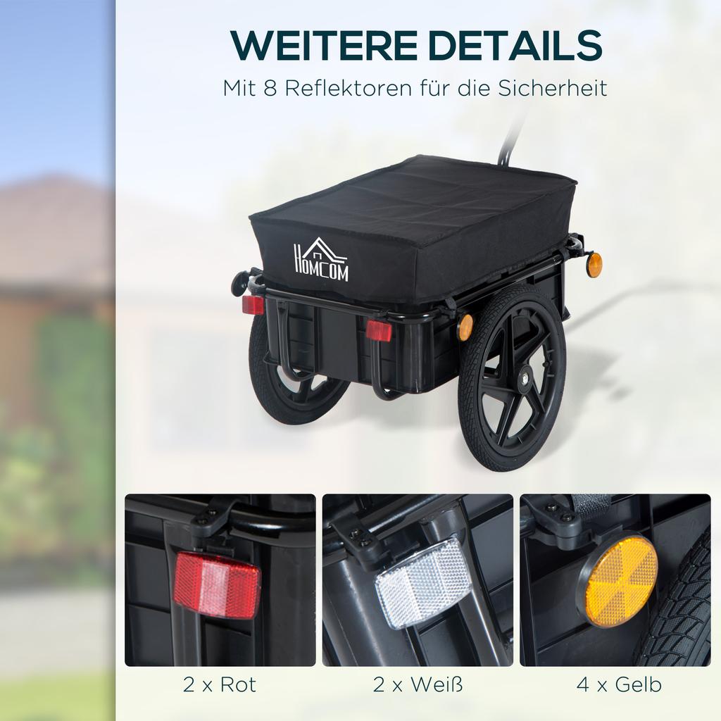 Carrello Bici da Cargo Passeggino da Giardino con Portapacchi Utilità Bagagli e Ruote Nero