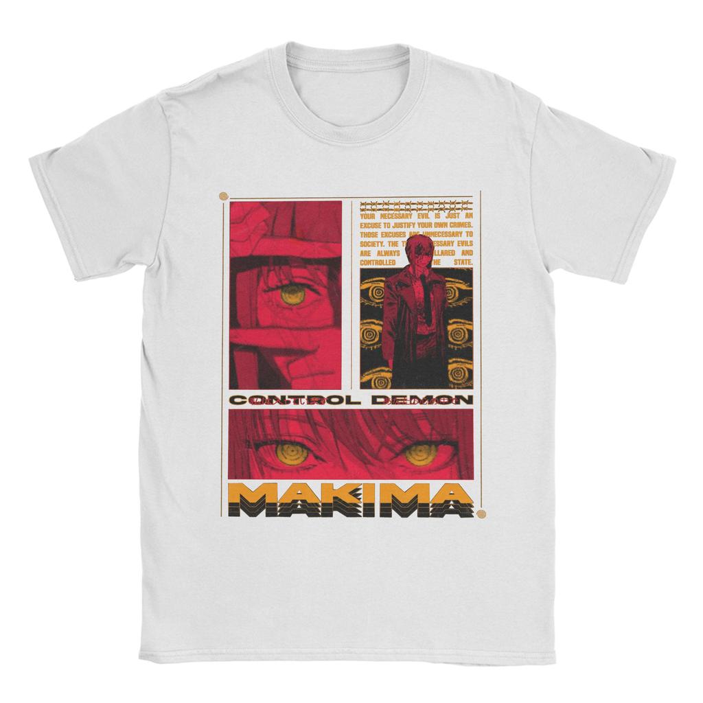 Makima Chainsaw Man Japanisches Anime Herren T-Shirt Cooles Kurzarm-T-Shirt mit Rundhalsausschnitt Baumwolle 4XL 5XL 6XL Kleidung