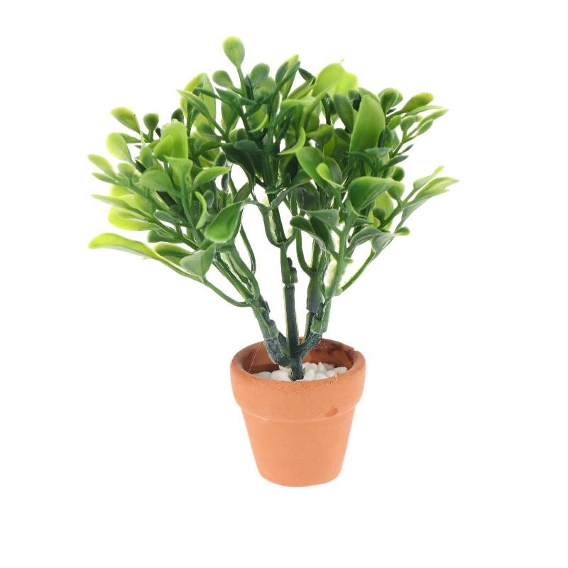 Miniature White Flower Green Plant Potted Ornament Dollhouse Mini Bonsai Model Decoration Micro Scene Layout Pography Props