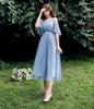 2025 New Off-the-Shoulder Bridesmaid Dress: Mid-Length, Slimming, with Fairy Charm for Special Occasions.