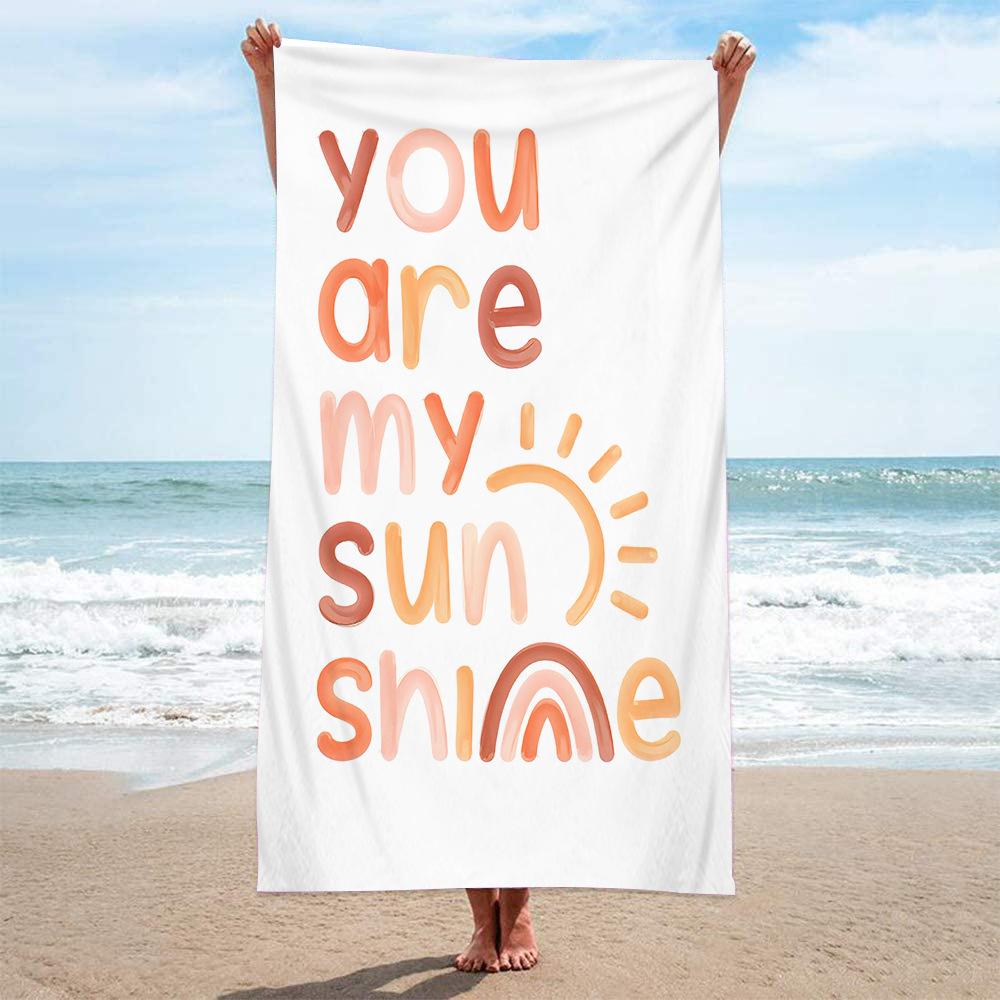 1pc Abstract Lemon Fruit Striped Pattern Beach Towel, Ultra-fine Fiber Quick Drying Absorbent Outdoor Swimming Beach Towel