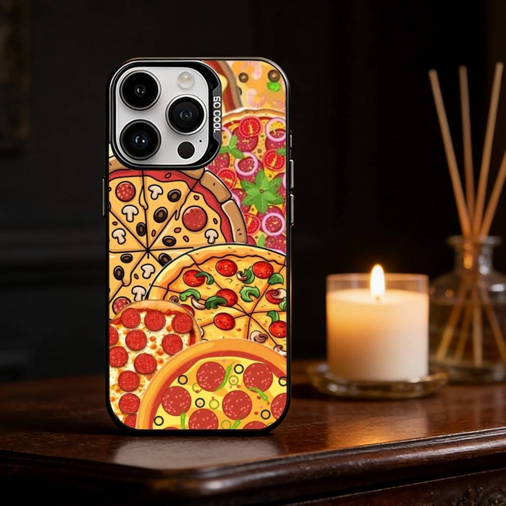 Delicious P-Pizza C-Cheese Phone Case For iPhone 17 16 15 14 13 12 11 Pro Max Plus Silver Matte Black Cover