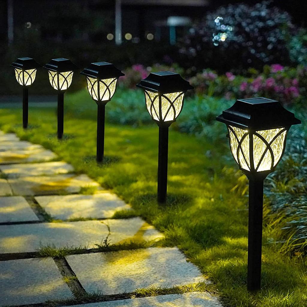2Pcs Garden Solar Lamp Outdoor Waterproof Pathway Light Garden Lawn Flower Bed Yard Patio Driveway Walkway Path LED Lighting