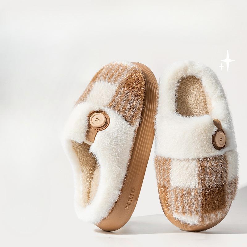 

Хлопковые тапочки для дома с флисом для тепла и противоскольжения Fits 37-38 хаки