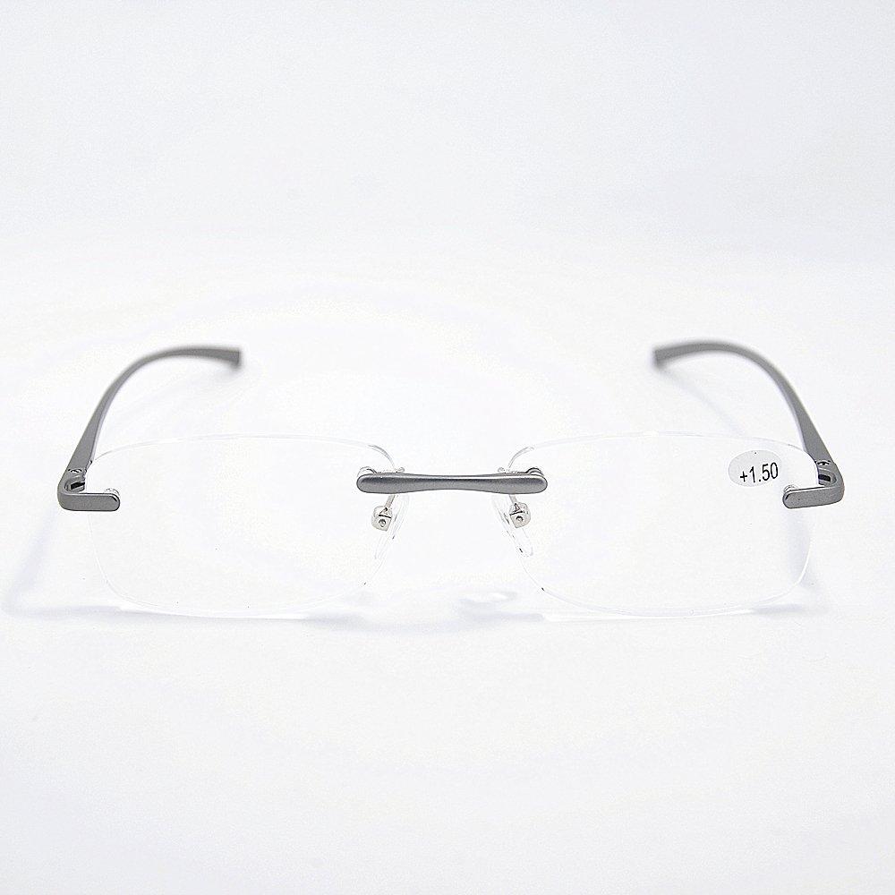 Lightweight Aluminum Frame Rimless Reading Stylish Reading Power Range To Yr6144 [Yellowrock] Glasses, Glasses, "+1.0 +4.0" (Gray, +2.0)