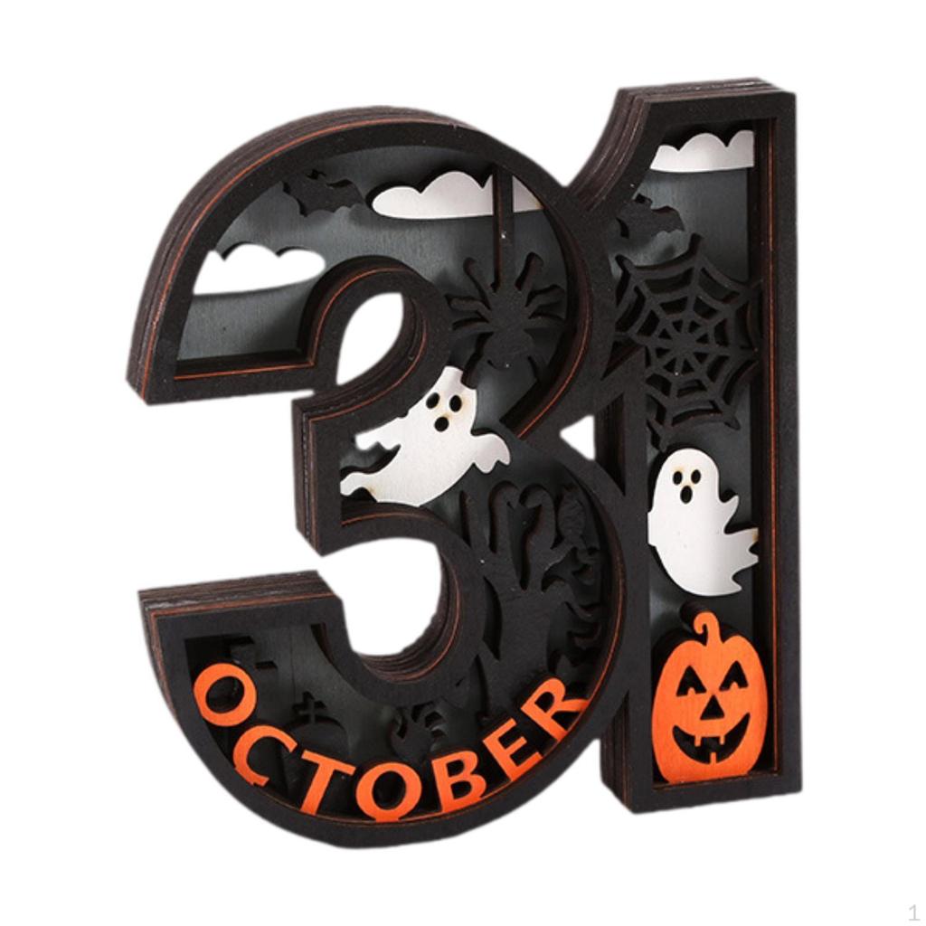 Halloween Wood Decor Decoration Tabletop Sculpture Statue for Bedside Table