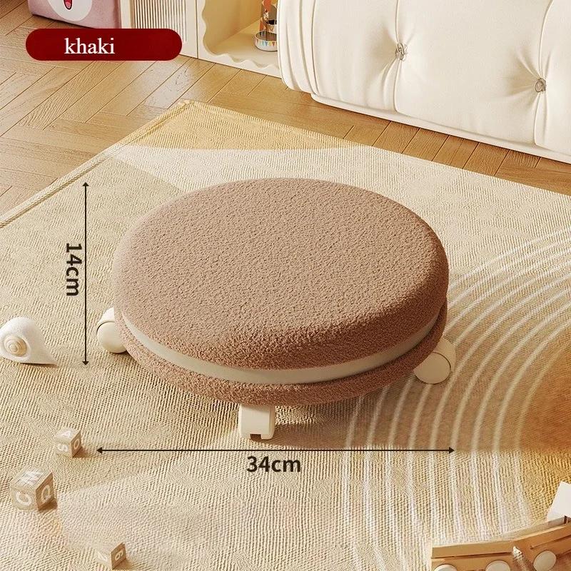 Backrest Low Stool Can Rotate Freely Home Chair Can Move Chair Silent Sliding Stool Cream Style Children's Light Luxury Chair
