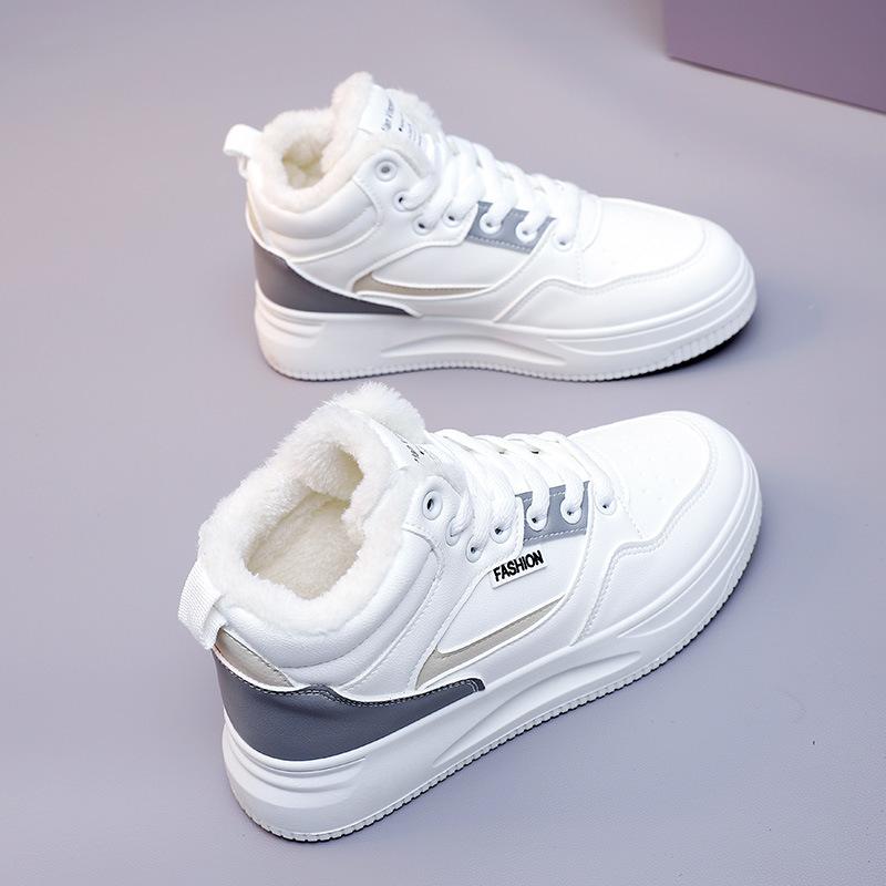 

Fashion Trendy Plush Lined Furry Thermal Snow Sneakers Wear Resistance Non Slip Lace Up Casual Versatile Snow Shoes 44 серый