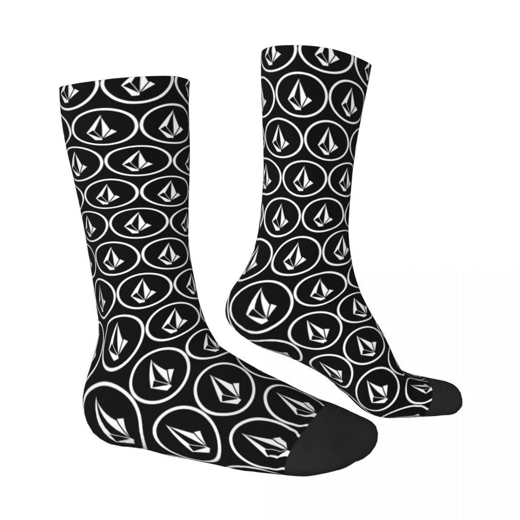 Volcom Logo Socks Diamond Vintage Stockings Unisex Men High Quality Skateboard Socks Autumn Design Anti Slip Socks