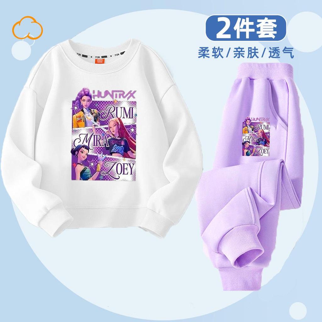 Modă pentru copii Vânătoare de vrăjitoare K-POP Hanorac cu gât rotund Set casual din 2 piese de primăvară și toamnă pentru băieți și fete