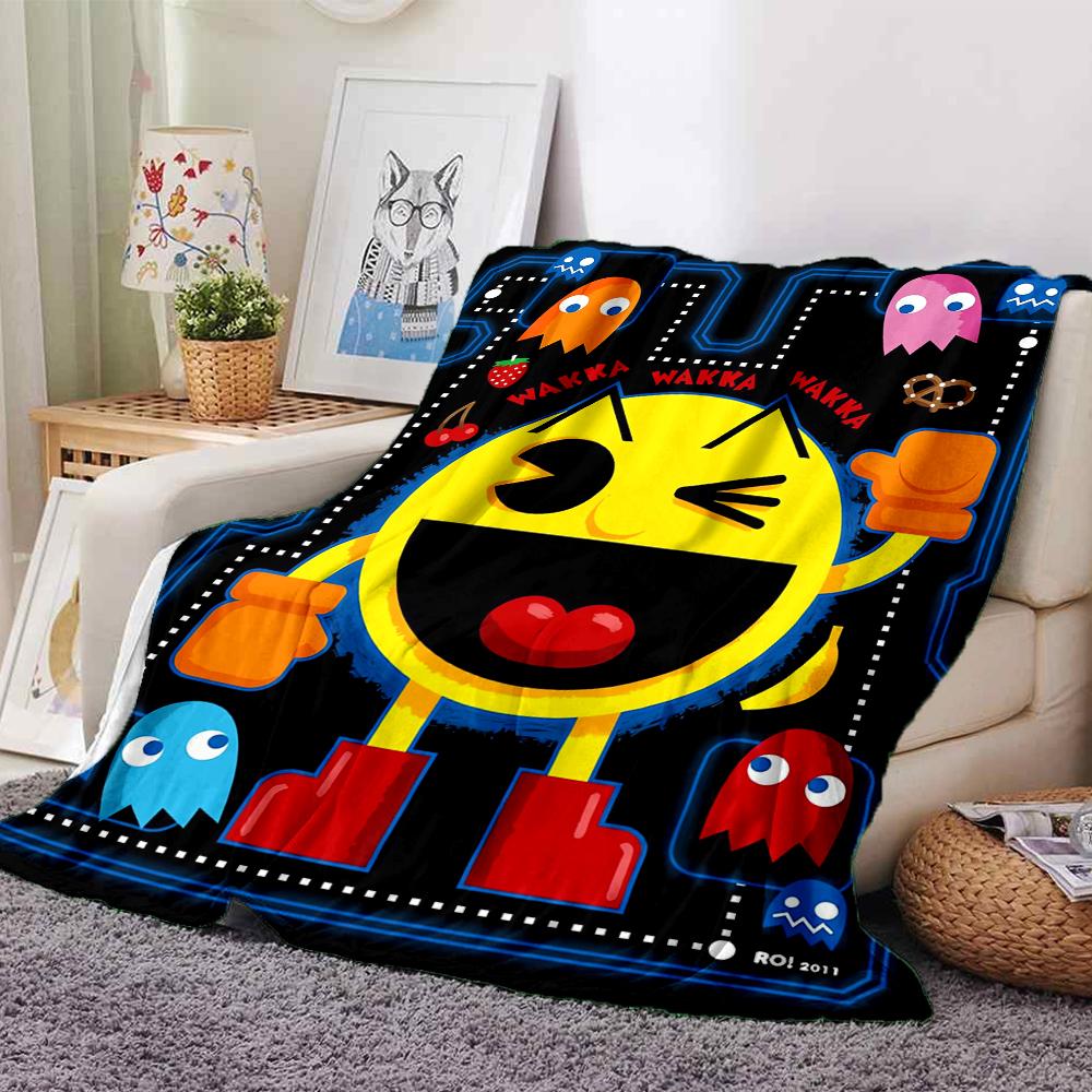1Pc Pacman Adventure Blanket For Couch Bed Plush Cozy Fuzzy Blanket Super Soft Warm Blankets For Fall And Winter 091890