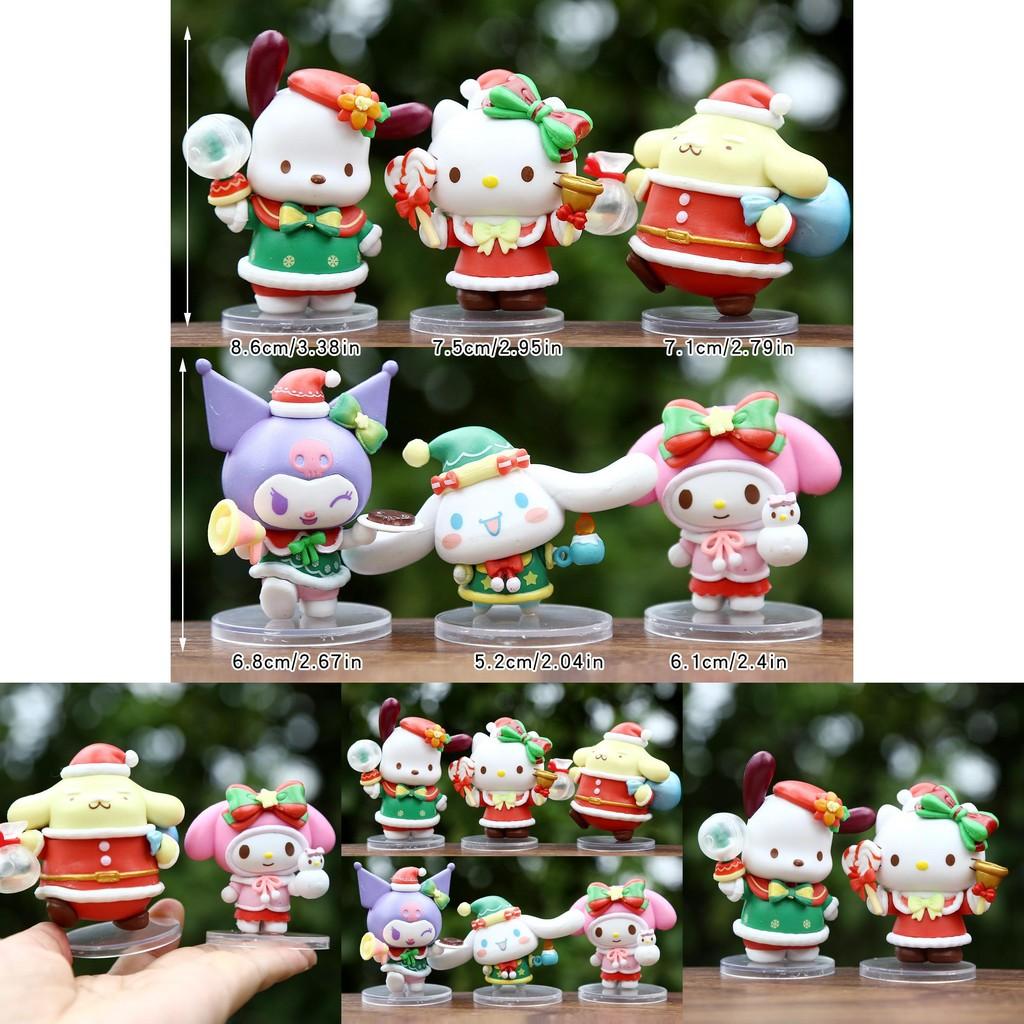 Hello Kitty Kuromi My Melody Christmas Themed Mini Model Desktop Decor Ornament For Holiday Gift And Collectible