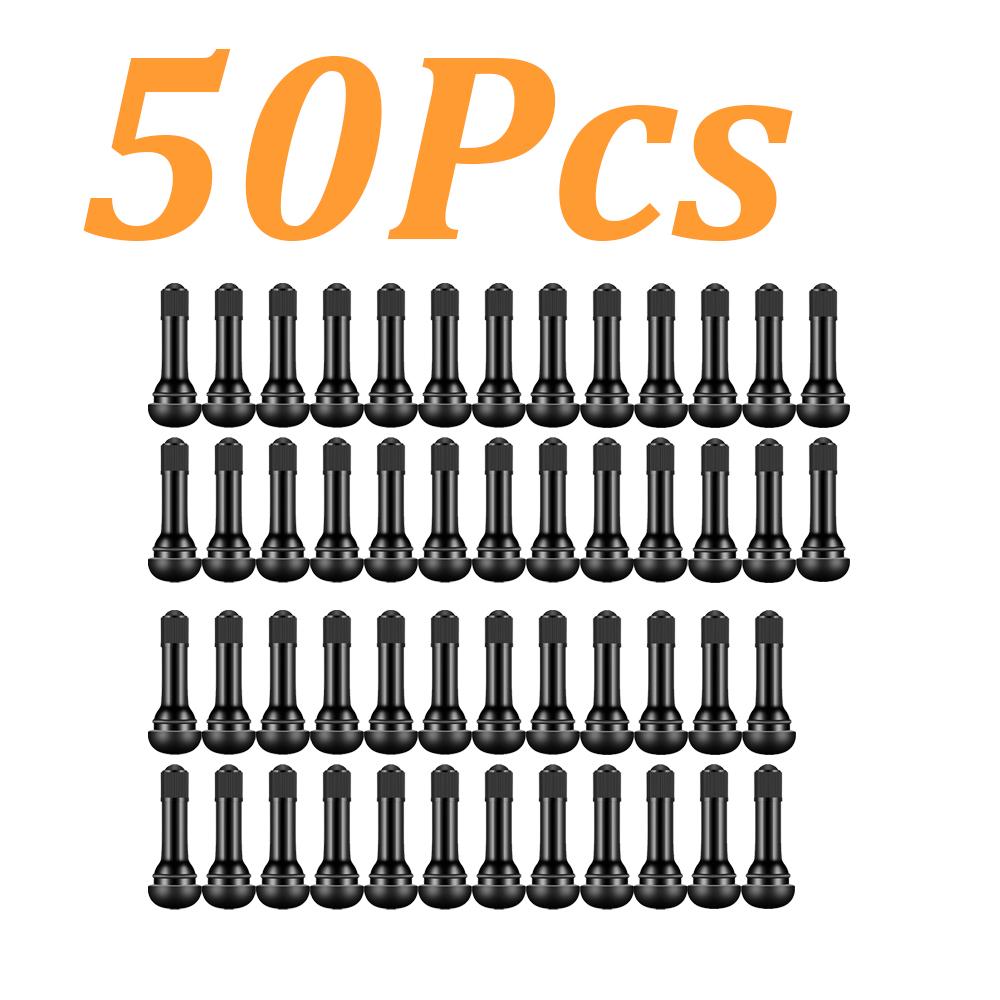 1-100Pcs TR413 Snap-In Tire Valve Stems Automotive Parts Black Rubber Valves Replaceable Parts With Dust CapRubber Valves Valve Stems 1