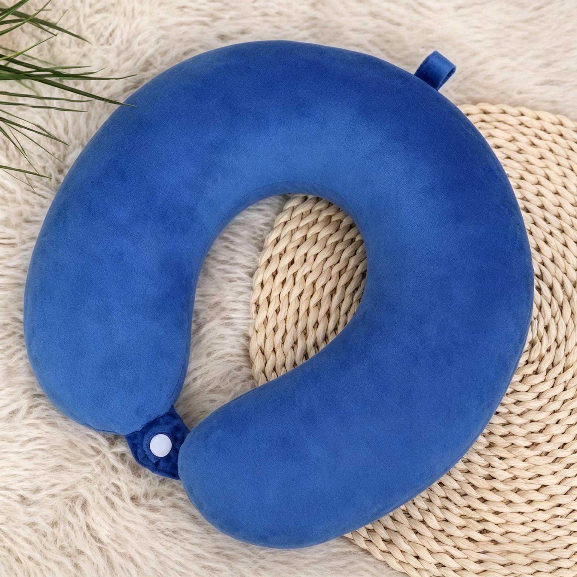 

New round head crystal velvet memory cotton U-shaped pillow pp cotton activity gift travel neck pillow memory foam синій