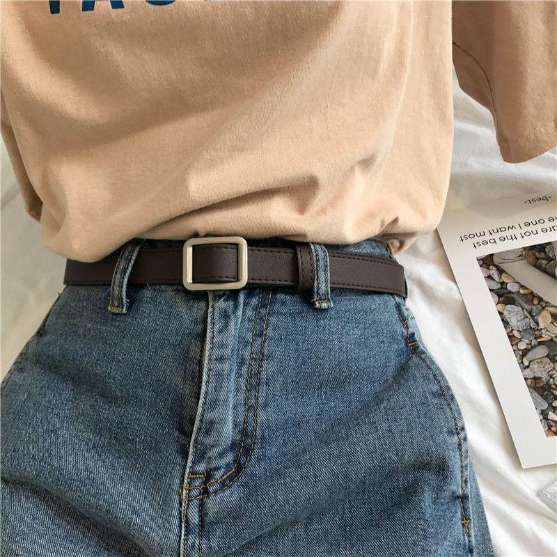 

No Minimalist Chic Hole Womens Belt Soft Pu Material Ideal For Fashionable Jeans Attire кофейный