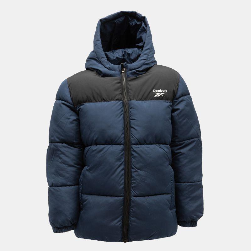 Navy Hooded Puffer Jacket with Embroidered White Logo Child REEBOK