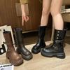 Dámské retro britské boty Martin--Pohodlné měkké elastické trendy protiskluzové odolné proti opotřebení šik všestranné vynikající boty s vysokou silnou podrážkou