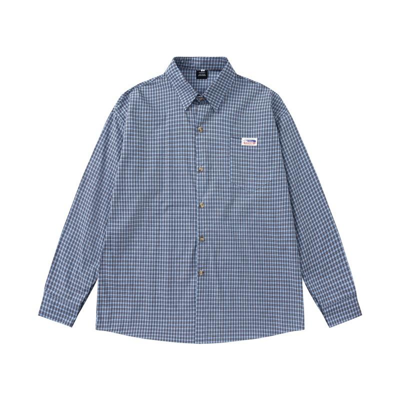 Japanese Style Vintage Plaid Long Sleeve Shirt Loose Fit Casual Blouse Men Women