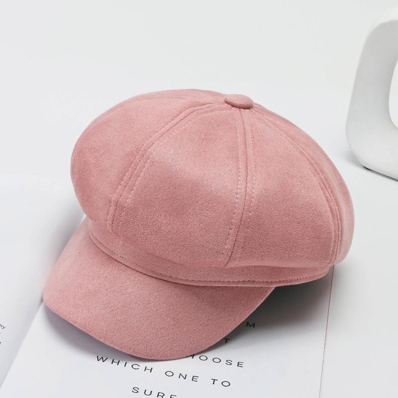 100% Fashionable Octagonal Hat Korean Version British Retro Solid Color Baseball Cap Beret Shows Small Face