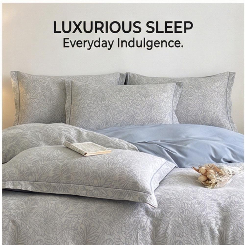 Grynos medvilnės šlifuotos lovos komplektas - Pilnas keturių dalių komplektas, įskaitant visą medvilnę sudarančius paklodę ir užvalkalus pagalvėms - Trijų dalių patalynės komplektas