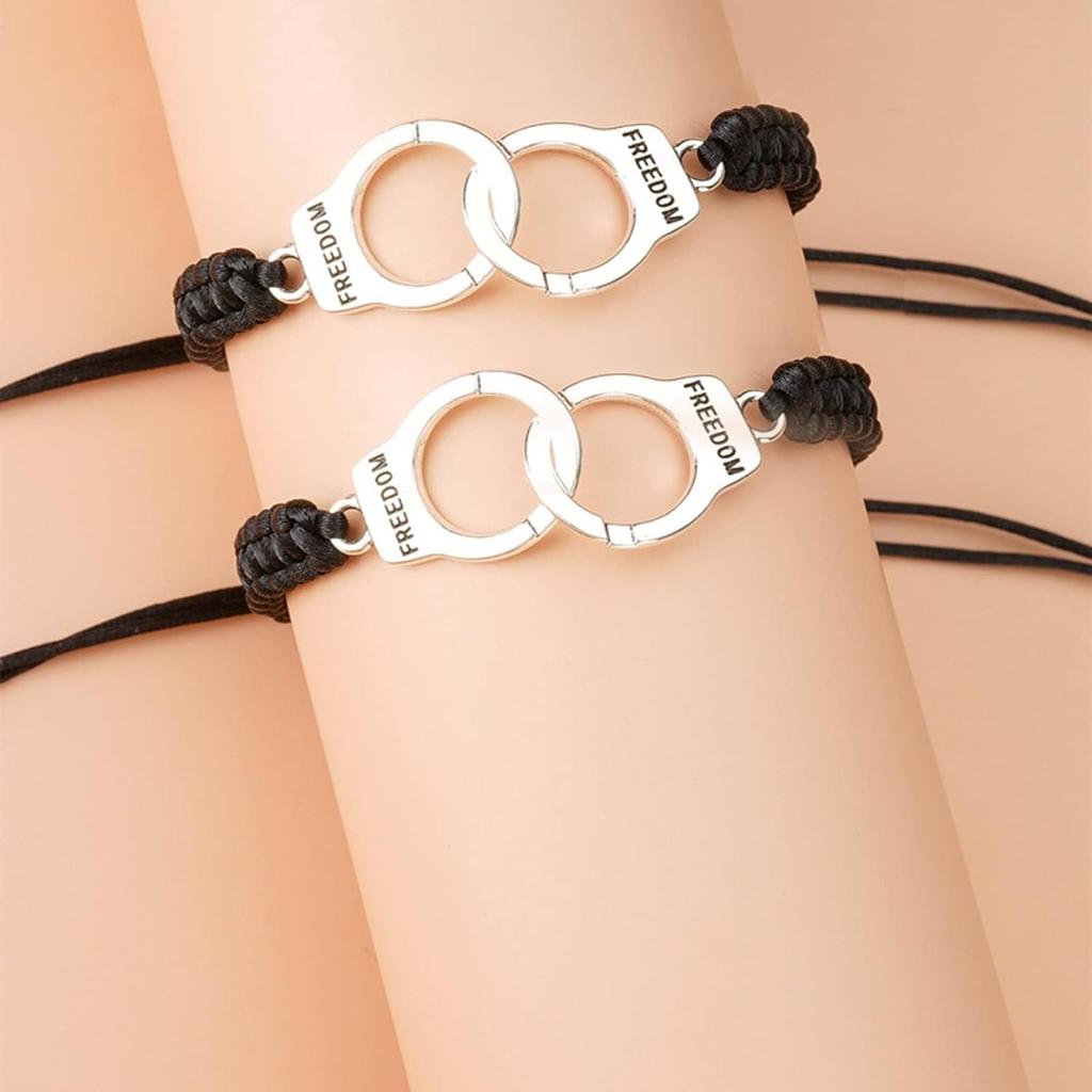 RAYSTAR Best Friend Birthday Gifts for Women Girl Friendship Bracelets for 2/3/4 Partner in Crime Handcuff BFF Bracelets Gifts