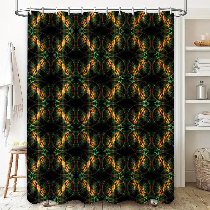 Vibrant Boho Floral Shower Curtain Waterproof Fabric Print Decorative Bathroom Liner For Home Use Green Orange Abstract Design