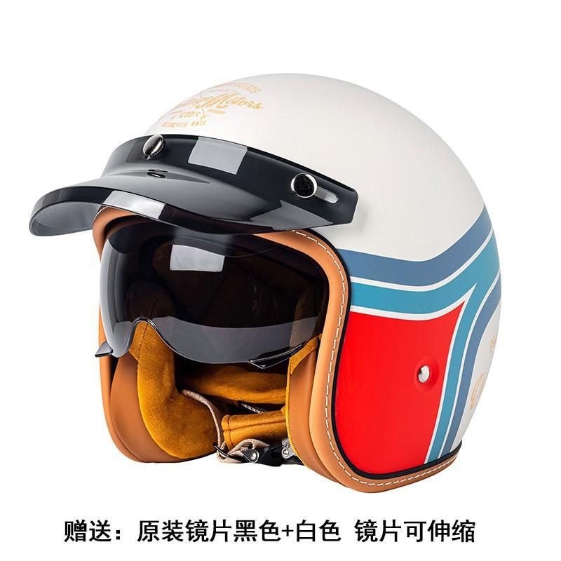 New National Standard A Category Retro Electric Motorcycle Helmet Men Women's Cruising Semi-helmet Locomotive 3/4 Built-in Goggles