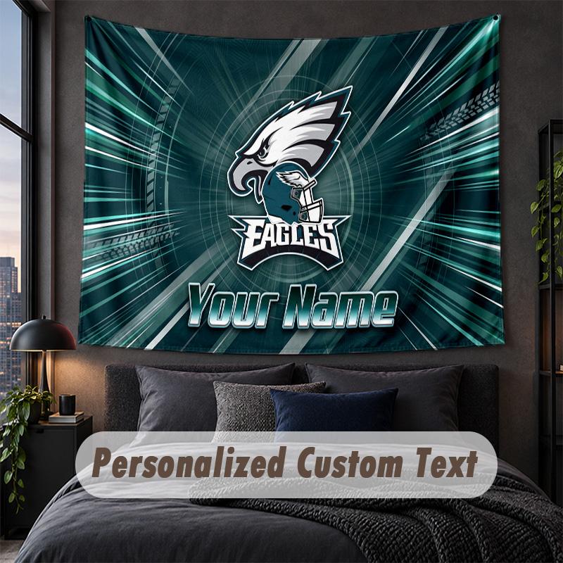 Custom Name Text Tapestry,Philadelphia Eagles Decorative Wall Hanging, Background Tapestry For Home Bedroom