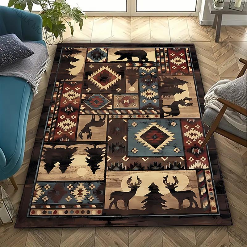 American Country Vintage Style Art Carpet Living Room Bedroom Sofa Large Area Decorative Mat Kids Play Soft Non-slip Rugs Gift