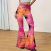 Women's Halloween Print Flared Yoga Pants High Waist Stretch Casual Fitness Leggings with Pumpkin and Spiderweb Design