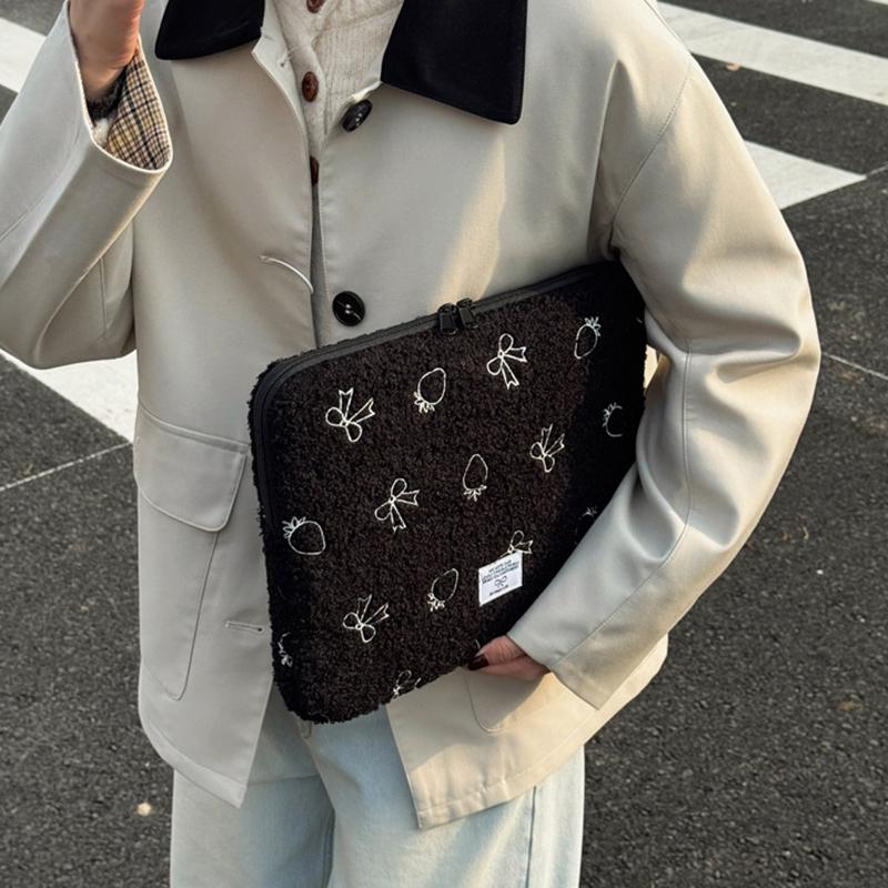 Plush Laptop Sleeve Case 13/14 Inch Notebook Bag For Macbook Air Pro Lenovo Hp 11 Inch Tablet Pouch For Ipad Portable Bag