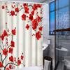 1pc Red Cherry Blossom Shower Curtain - Polyester Fabric, Home Bathroom Decor Bath Curtains, Digital Drawing, Vibrant Blossoms,