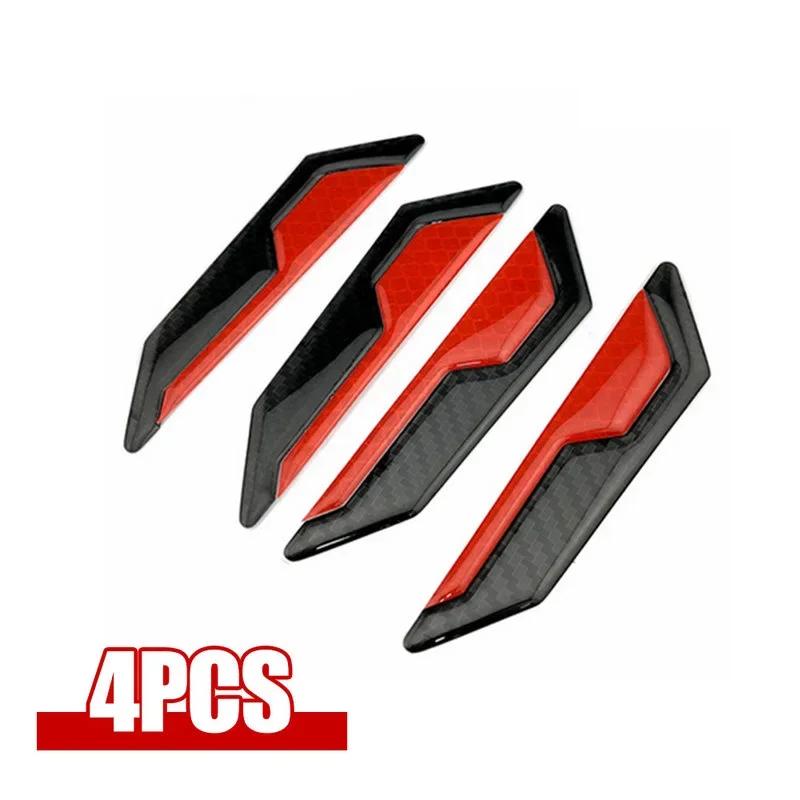 4x Car Side Door Edge Anti-scratch Reflective Strip Carbon Fiber Style Reflective Warning Protector Stickers Decor Warning Strip