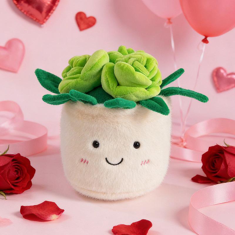 Cartoon Rose Plush Toy Couple Desktop Ornament - Valentine's Day Gift