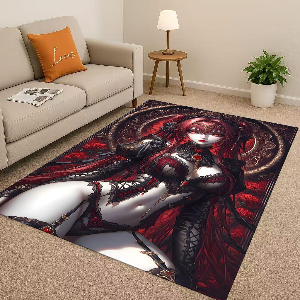 2026 New Gothic Dark Sexy Girls Cartoon Anime Characters Living Room Non-Slip Area Rug Carpet for Bedroom Playroom Sofa,Doormat
