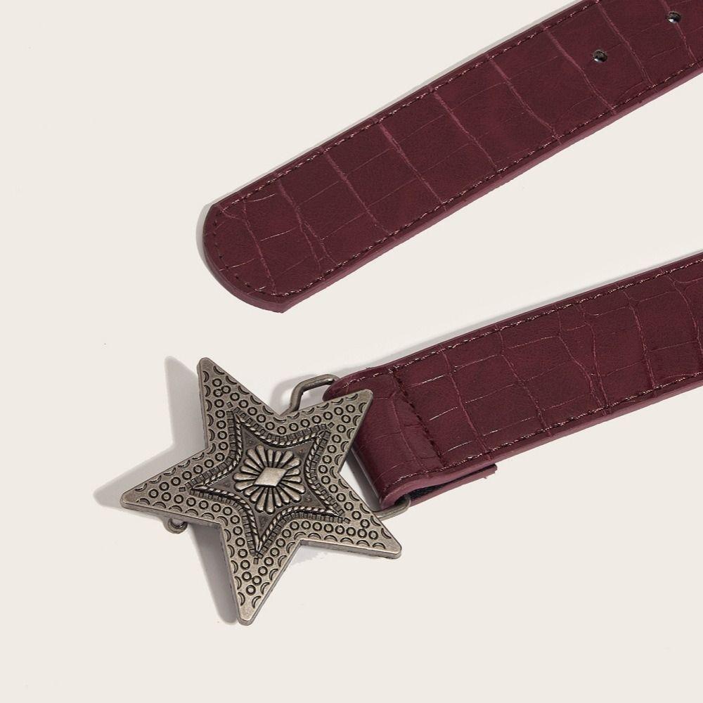 Subculture Star Belt Gothic Men Belt Vintage Star Buckle Waistband Female