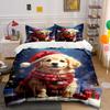 Golden Retriever Christmasthemed Element Bedding Sets Duvet Cover Sets Duvet Covers Pillowcases(1 * Duvet Cover 2 * Pillowcases Without Duvet Insert)