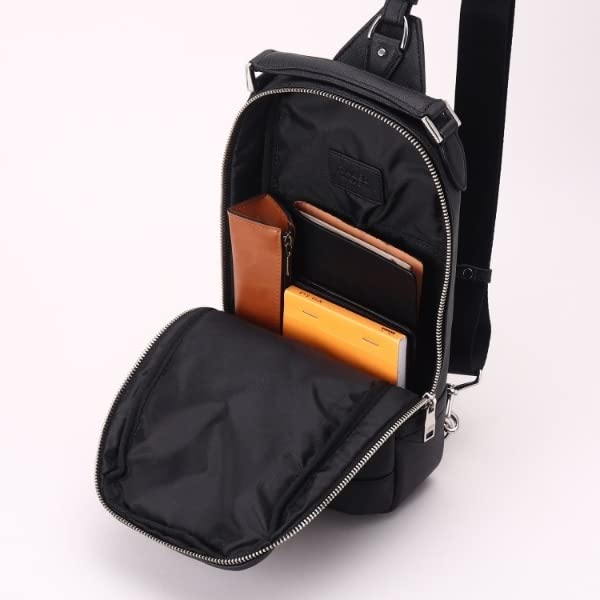 Takeo Kikuchi Men's Slim-Density One-Shoulder Bag (G8701062) in Saffiano-Style Black (019) 00 (FREE)