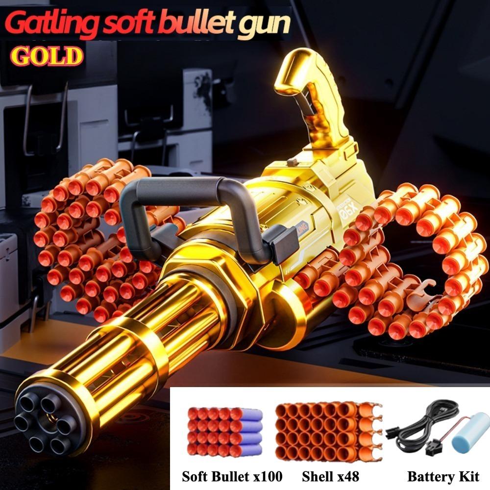 Zintegrowana z ręką i ciałem obrotowa zabawka pistolet Gatling rzucająca pociski miękkie, łańcuchowa, pistolet do gry strzelankowej, model pistoletu na prezent dla dzieci