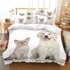 Lovely Cat Queen King Size Bedding Set Microfiber Polyester 3D Print Duvet Cover Set Girls Adults Comforter Cover Cute Animals